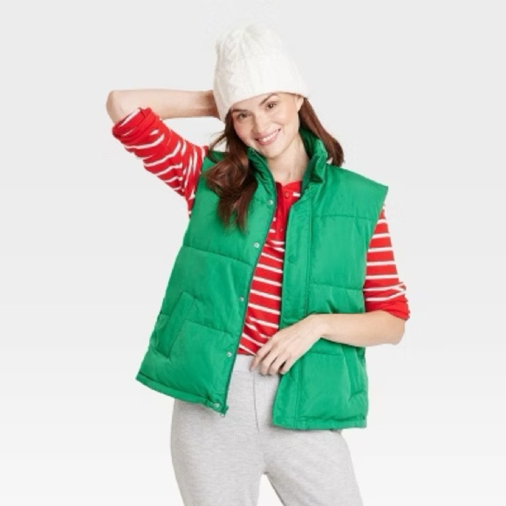 Green Puffer Vest Size XL
